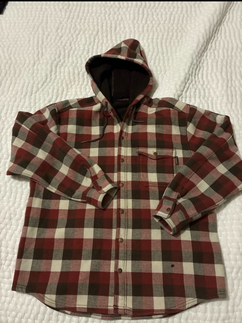 Wolverine Burgundy and Cream Plaid Flannel Shirt Jacket